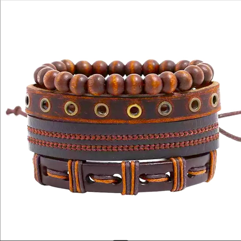 🐘 Men’s Genuine Leather layered Bracelet